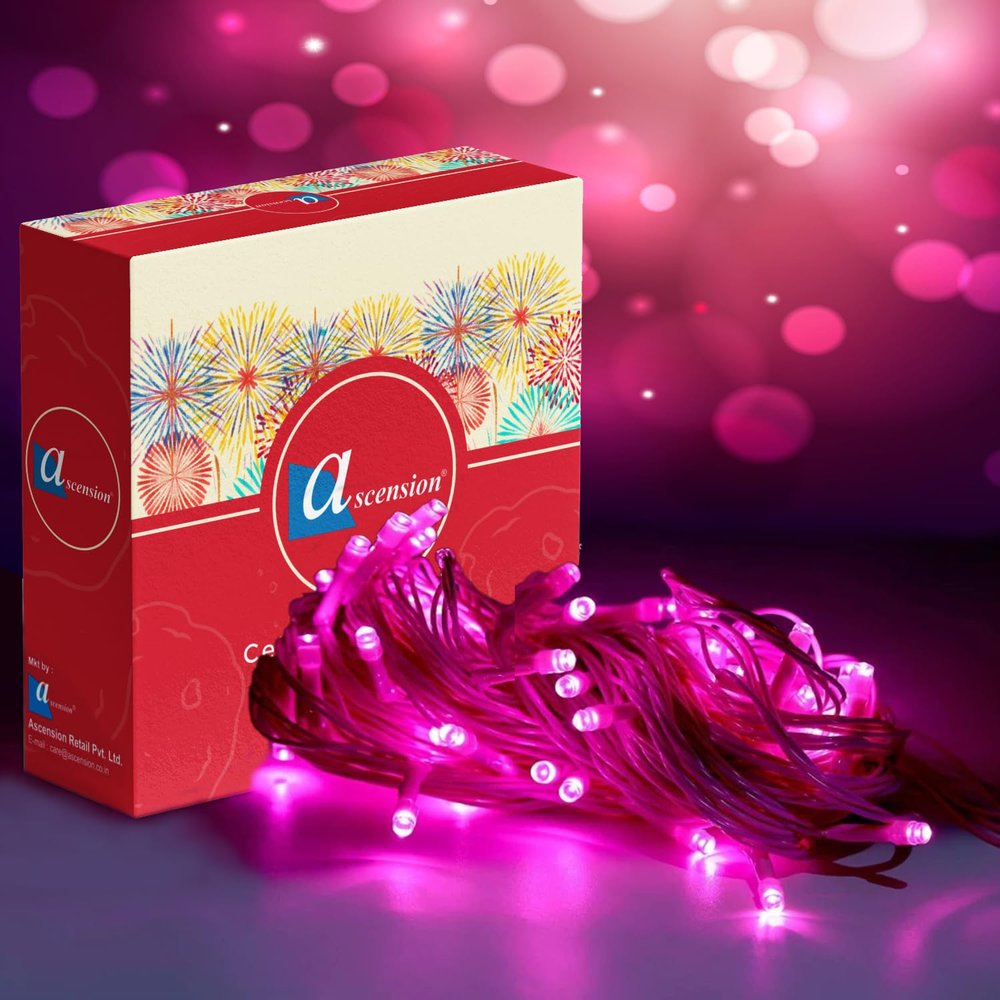 ascension Pink String Strip Decoration Lights of 11 Meter 42 Serial Bulbs Decoration Lighting for Diwali Christmas Navratri Decorative Dussehra
