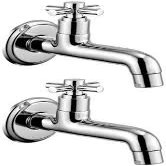 Long Body Quarter Turn C. P Fittings Brass Bib Cock (Chrome Finish) Water Tap Pack of 2