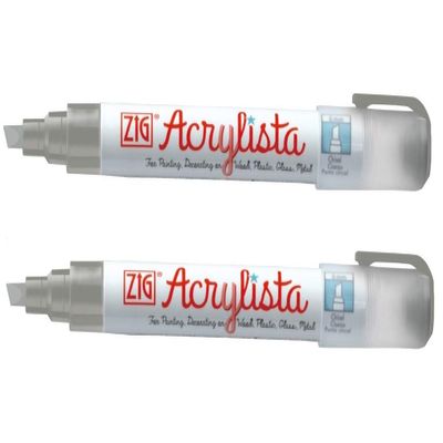ZIG Acrylista Chisel Tip Permanet Marker TIP SIZE: 6 mm 102 SILVER PACK OF 2