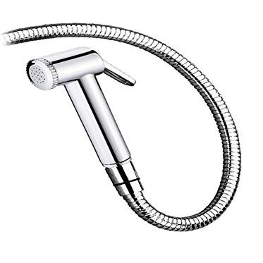NEW WARE Flora Health Faucet Set - Silver, 1 Meter CP SS Hose Pipe, Wall Mount Stand - Bathroom/Toilet Bidet Jet Spray