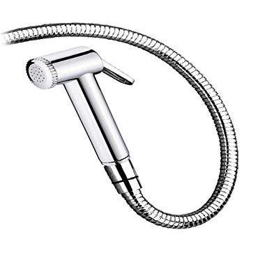 NEW WARE Flora Health Faucet Set - Silver, 1 Meter CP SS Hose Pipe, Wall Mount Stand - Bathroom/Toilet Bidet Jet Spray