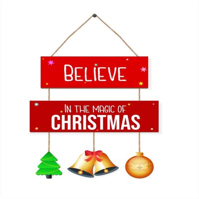 PAPER PLANE DESIGN Christmas Wooden Door Wall Hanging Ornaments Wall Door Decoration Indoor (style-6A)