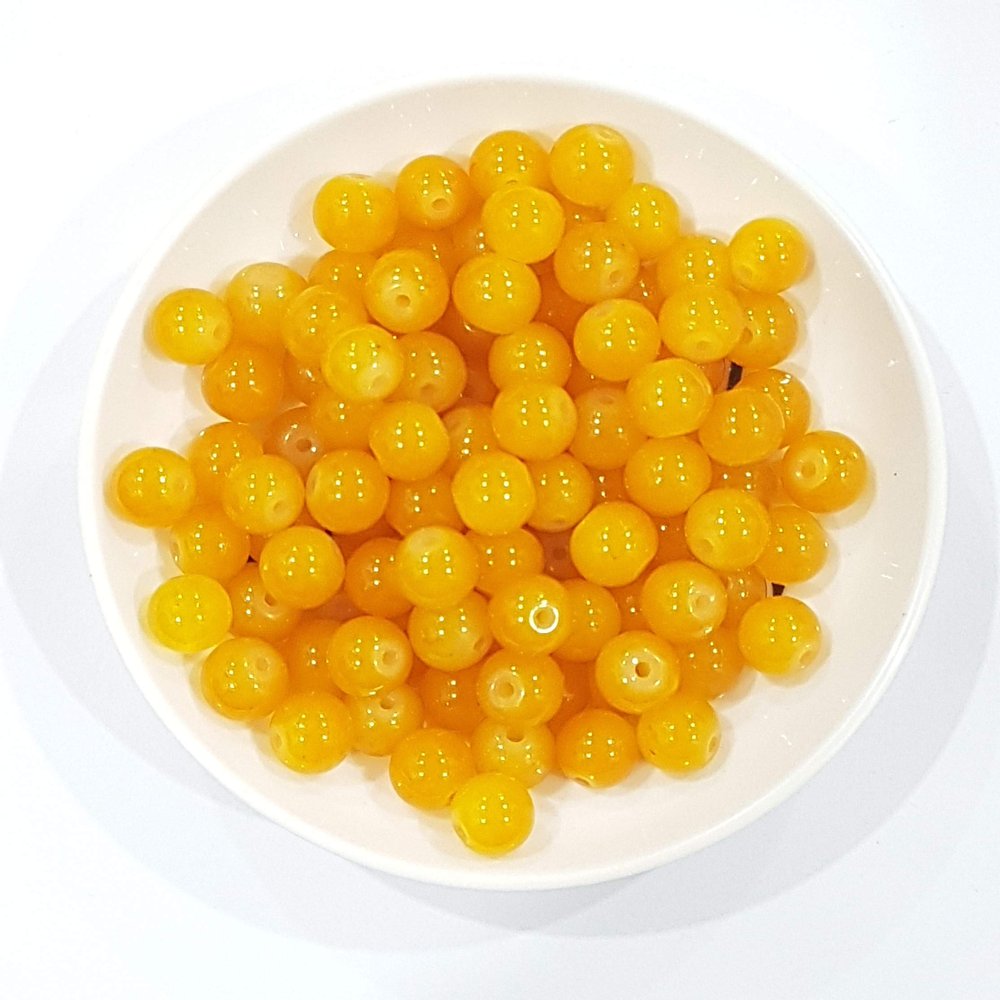 Creating Bharat multi colour glass beads, moti for craft jewllery, rakhi making, 100 Pieces each (Yellow)