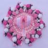 REYON Cotton laddu Gopal poshak Having Bunch of White and Pink Flowers Attached with White pearls (Size 4) view 1