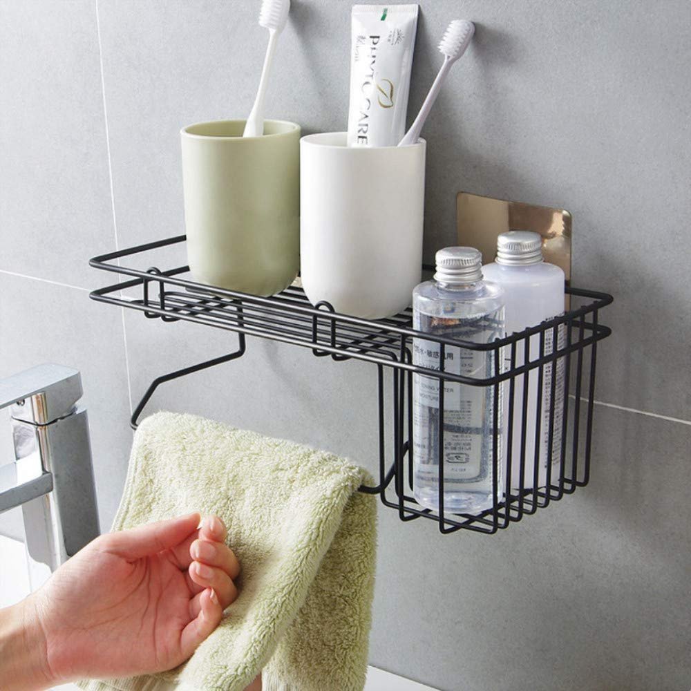 Anadi Rustproof Metal Shower Caddy No Drilling Storage Organiser Self Adhesive Basket for Bathroom/Kitchen Shelf