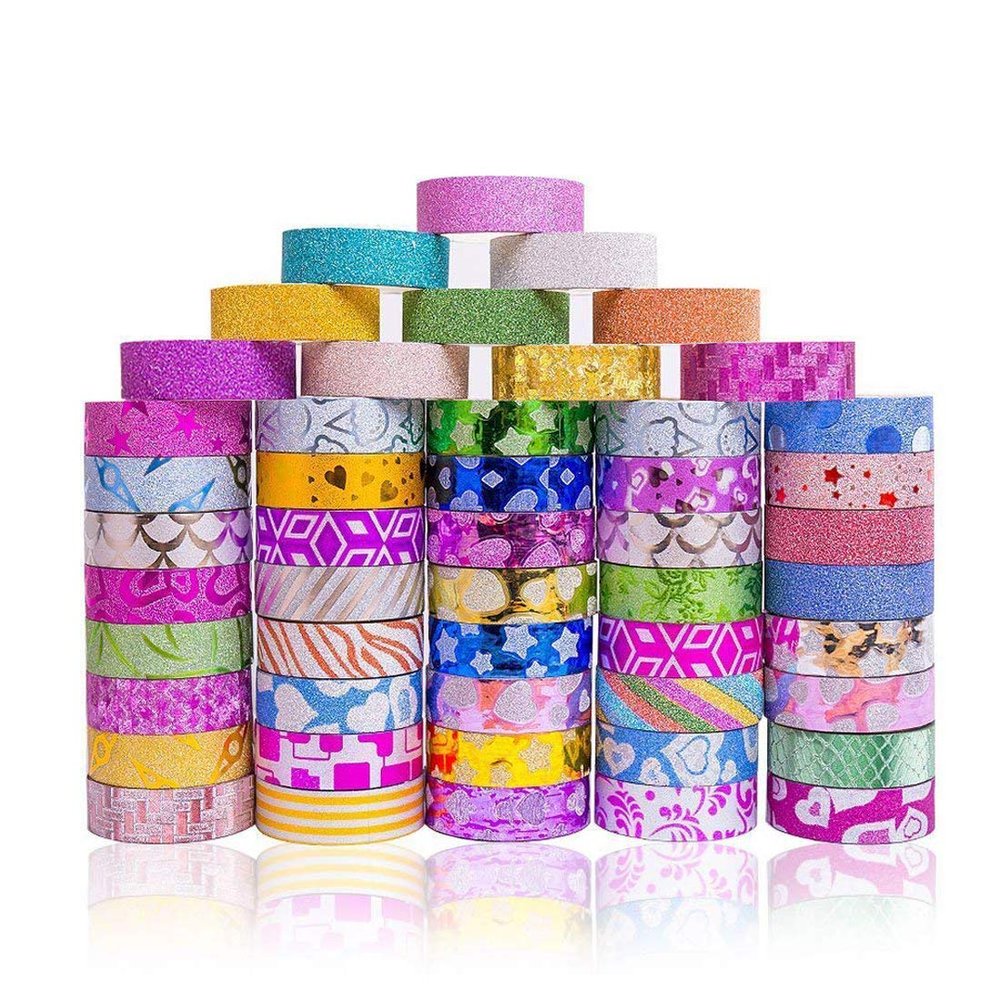 DIY Crafts Pack Of 10 Roll, Glitter Washi Masking Tape Set, Rolls Glitter Washi Masking Tape Set, DIY Acces(Pack Of 10 Roll, Glitter Washi Masking Tape Set)
