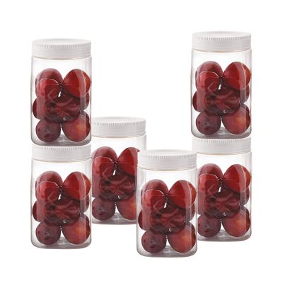 CELLO Fridge Door Canister Set of 6 Pcs, 750ml Each White | Food Grade, BPA Free PET Body | Elegant & Durable, Stackable & Reusable |Easy to Open Airtight Lid Storage Container For Fridge, Kitchen