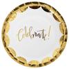 Surplus Party Plates for Birthday Parties 20 Disposable Plates Pure and Safe (9 in, White with Gold) view 1