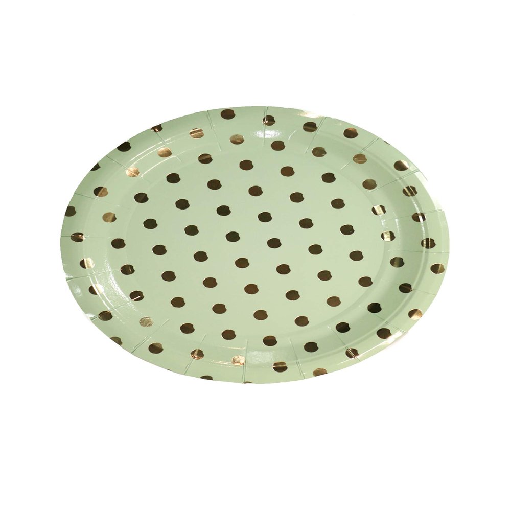 Surplus Party Plates for Birthday Parties 20 Disposable Plates Pure and Safe (9 in, Green Dotted)