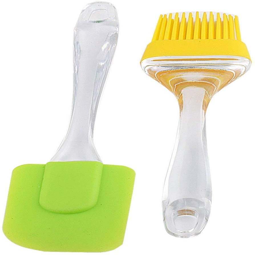 Smart Tools Silicone Non-Sticky Spatula and Oil Brush Reusable Kitchen Set for Cooking, Multicolor (Set of 2)