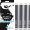 Paaroots Black Charcoal Pencils, 12 Pieces. Features 3 Grades of Charcoal Including Soft, Medium and Hard. For Detail Sketching and Drawing (Pack of 12) view 1