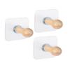 ZURATO Self Adhesive Wooden Hooks (Pack of 3) | Heavy Duty Wall Hooks | Waterproof, 4kg Load | Wood Hooks for Bathroom, Kitchen, Bedroom, Door & Wall Mount Hanging view 1