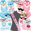 Wobbox Baby Shower Decoration Items| Baby Shower Photo Booth Props for Photoshoot, Mom to Be Satin Sash Daddy to Be Decoration, Godh Bharai Decoration Kit-(FP431) view 1