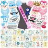 Wobbox Baby Shower Decoration Items| Baby Shower Ceremony Photo Booth Props for Photoshoot, Daddy to Be Badge & Mom to Be Sash with Milestone Card, Godh Bharai Ceremony Decoration Kit-(FP805) view 1