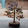 FENGSHUI AGATE Healing Stones Seven Chakra Natural Gemstone Bonsai Fortune Money Tree, Golden Wire 200 Beads, 9-10 Inches view 2