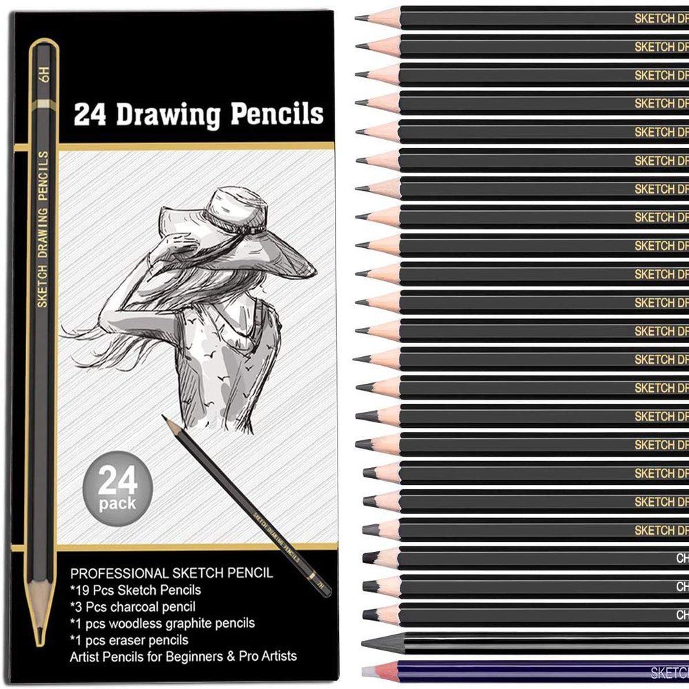 Paaroots Pack of 24 Artist Grade Quality Fine Art Drawing & Sketching Shading Pencils - 24 Pcs Art Pencils