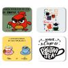 WHATS YOUR KICK Tea Quotes Inspired Printed Coasters with Beautiful Metal Stand/Holder (MDF Wooden, Set of 4, 3.5x3.5 Inch, Square) for [ Tea/Coffee/Mug/ ] Quotes, Masala Tea, Chai (Multi 3) view 1