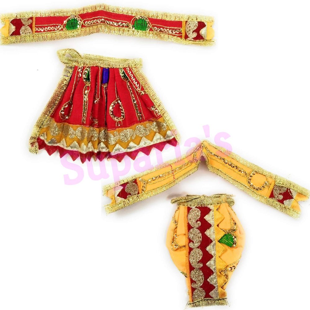 Suparia's God Dress Set for Laxmi Ganesh Ji, Radha Krishna Standing Idol (Yugal Jodi Poshak - S02) (Size: 3 inch)