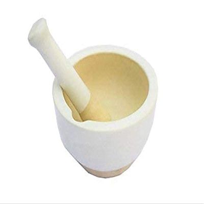 SAMEER SALES Marble Mortar & Pestle Sets/Kharal/Khalbatta/Imam Dasta/Ohkli Musal/Idi Kallu/Khal Musal/Spice Grinder/okhli masher/Spice Masher For Home. (4-inches) (CINI KUNDI)