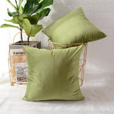 Khooti Velvet Cushion Cover, 12x12 Inch | Olive | Pack of 2 | Solid Plain Soft & Smooth, Decorative Cushion Covers for Living Room, Bedroom, Couches, Chairs, Sofas, Beds & Home Decor