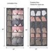 ZURATO Oxford Fabric Double Sided 30 Pockets Clear Hanging Bag, Socks Organizer Hanging, Wardrobe Panties Socks Classification Wardrobe Jewelry Organisers, Over-The-Door Socks Organizer- Grey view 2