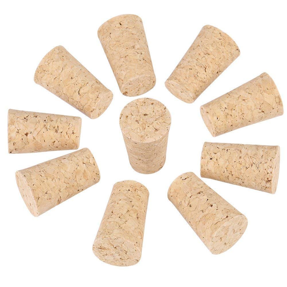 Windup Tapered Cork Stopper for Glass Wine Bottle - Length 27mm x Top 22mm x Bottom 17mm - Pack of 10 Pcs - Made in India