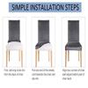 Lukzer 1PC Dark Blue Lining Design Stretchable Dining Chair Cover | Universal Fit Removable Washable Slipcover | 140 GSM Polyester Spandex | Elastic Protective Cover for Home & Hotel Chairs CC-023-01 view 4