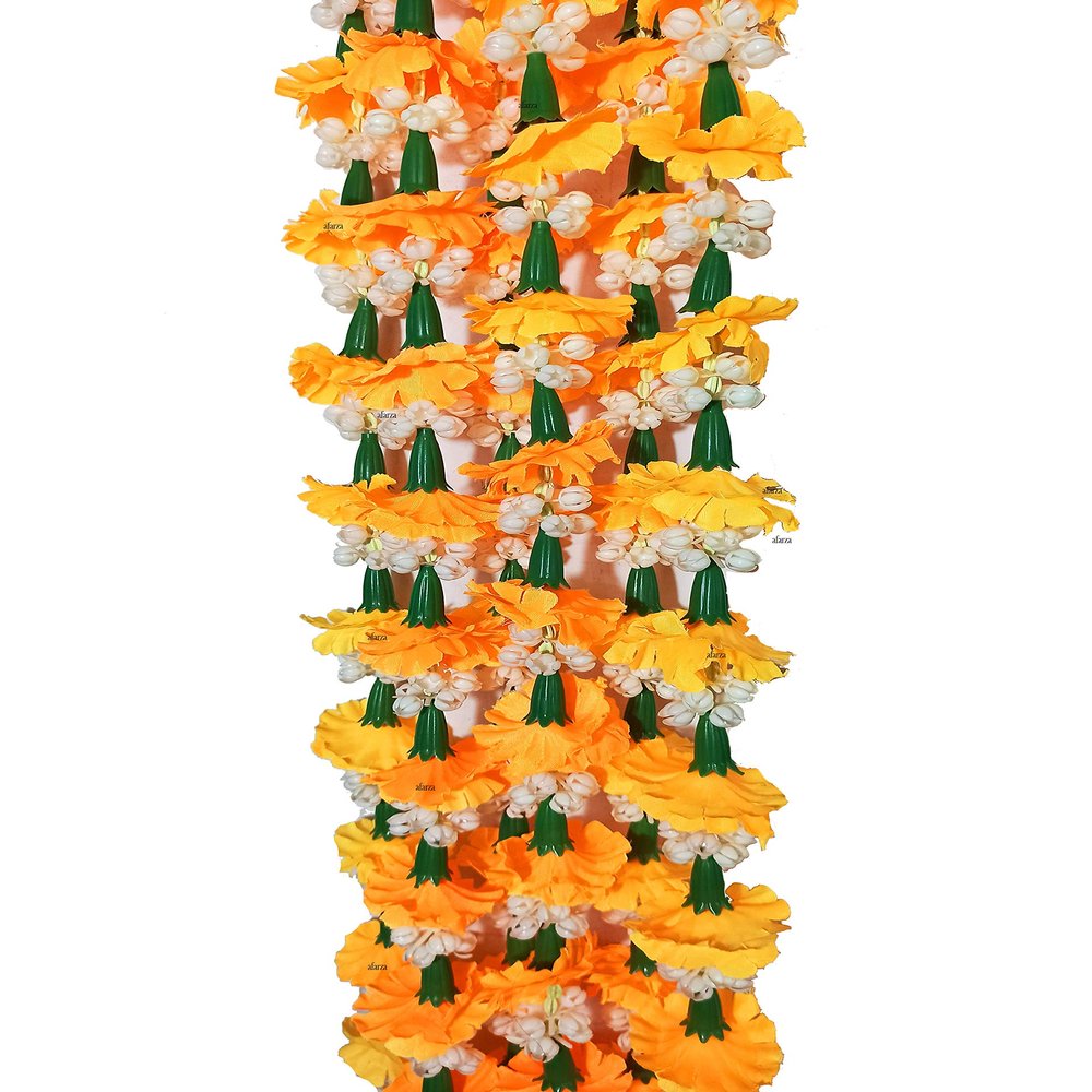 AFARZA; CHOICE GOOD FEEL GOOD Door Hanging Artificial Flower Toran Garland Ladi for Home Decoration (Mogra Mango) - Pack of 4 Strings