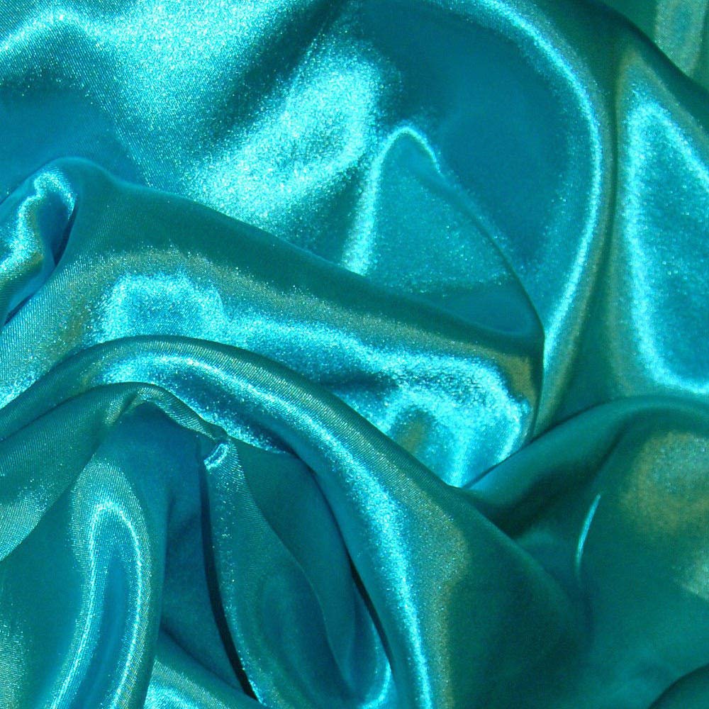 Bini Solid Fabrics Turquoise Silky Satin Dress Fabric Plain Satin Material 44/45" Width, Slik & Shiny Fabrics (2 Meter)