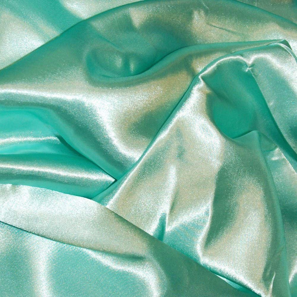 Bini Fabrics Mint Silky Satin Dress Fabric Plain Satin Material 44/45" Width, Slik & Shiny Fabrics (2 Meter)