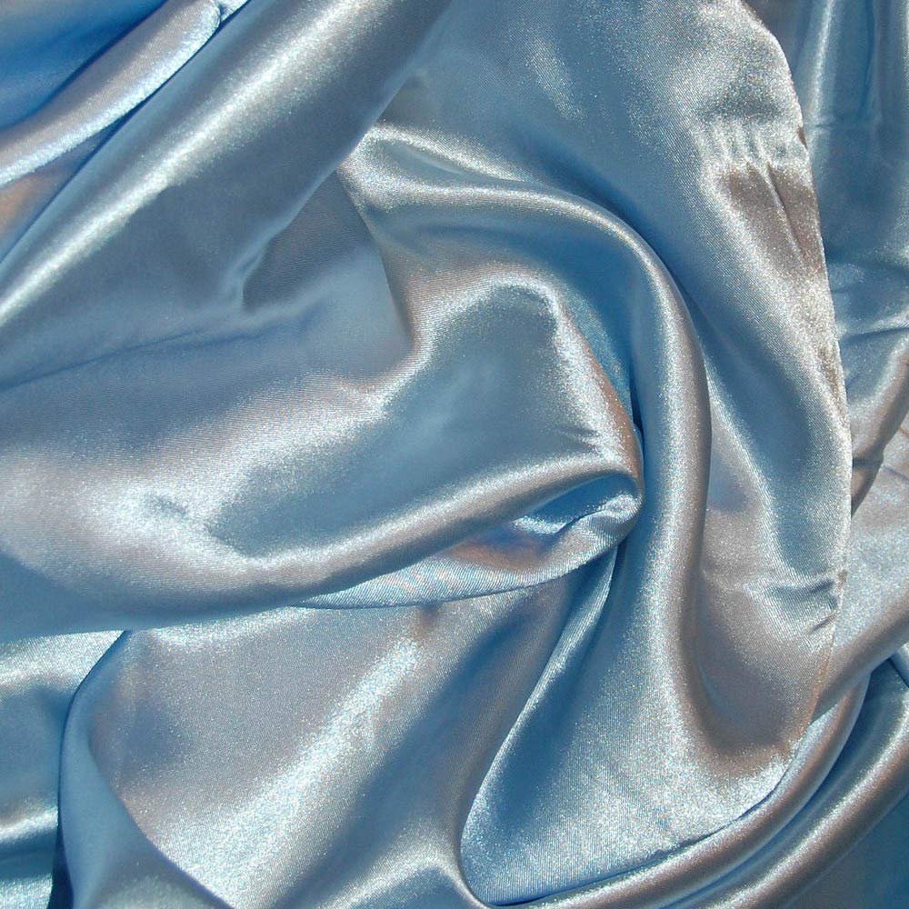 Bini Fabrics Light Blue Silky Satin Dress Fabric Plain Satin Material 44/45" Width, Slik & Shiny Fabrics (2 Meter)