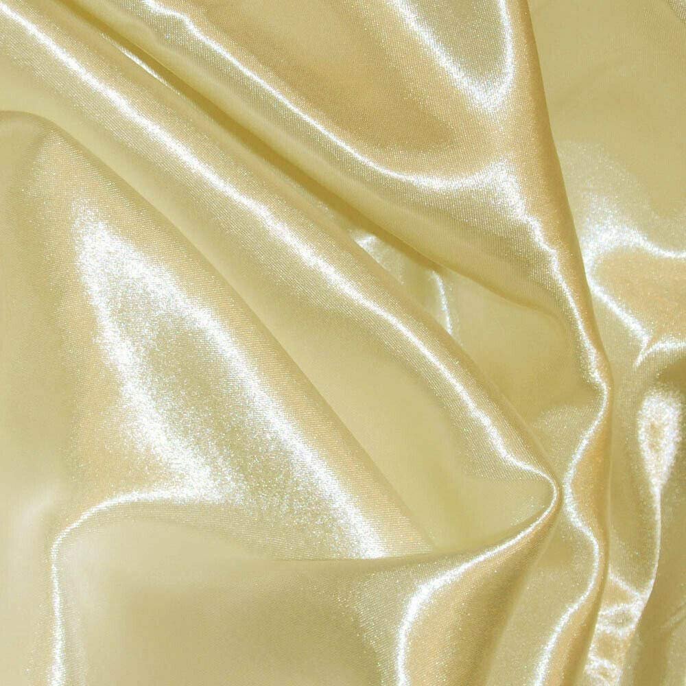 Bini Fabrics Lemon Silky Satin Dress Fabric Plain Satin Material 44/45" Width, Slik & Shiny Fabrics (2 Meter)