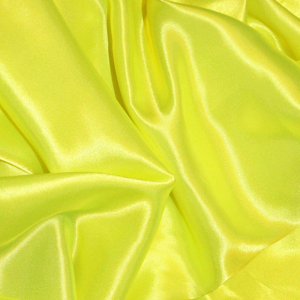 Bini Fabrics Flo Yellow Silky Satin Dress Fabric Plain Satin Material 44/45" Width, Slik & Shiny Fabrics (2 Meter)