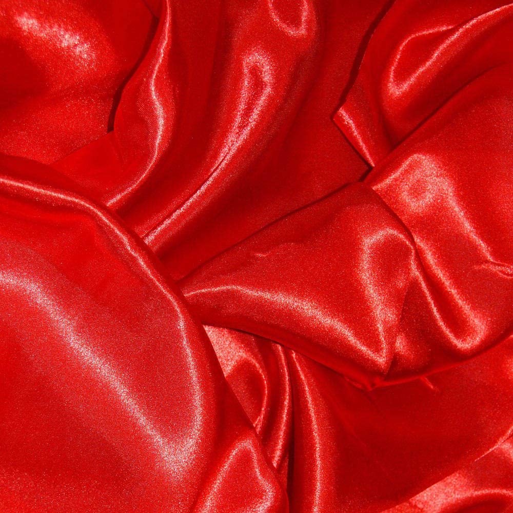 Bini Fabrics Crimson Red Silky Satin Dress Fabric Plain Satin Material 44/45" Width, Slik & Shiny Fabrics (2 Meter)
