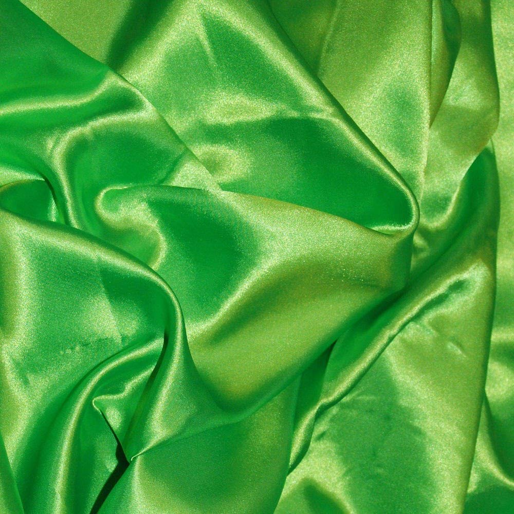 Bini Fabrics Lime Silky Satin Dress Fabric Plain Satin Material 44/45" Width, Slik & Shiny Fabrics (2 Meter)