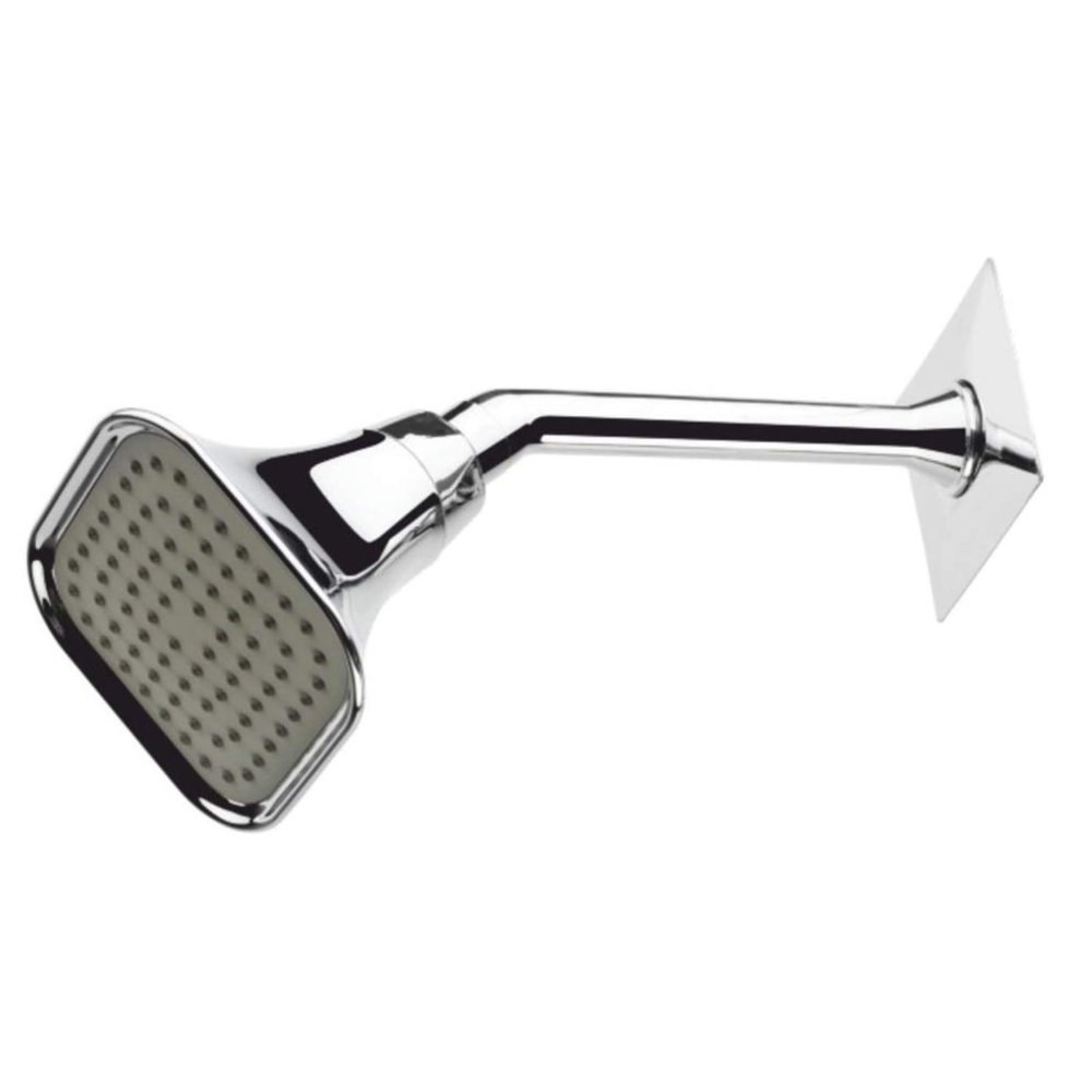 NEW WARE Square Overhead Shower Set with Round Brass Shower Arm - Complete Shower Set, CP ABS, Chrome Finish
