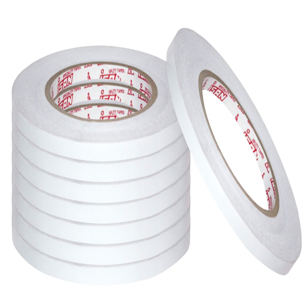 ISAN Double Sided Tissue Tape Width 8mm (1/3" Approx) X Length 50 Meters (6 Pcs) for Crafting, Scrapbooking, Gift Wrapping, DIY projects