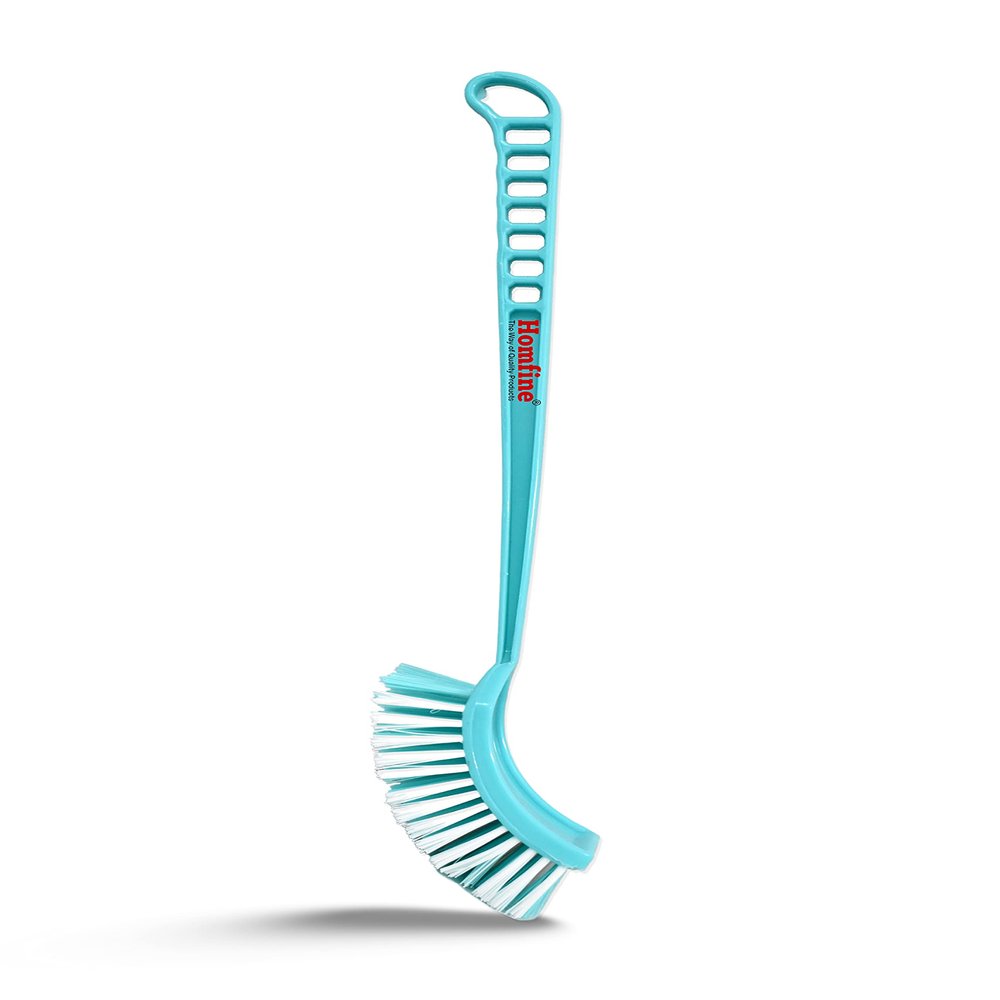 Homfine One Sided Plastic Toilet Cleaning Brush with Long Handle for Home, Office Toilets, Hotle Multi Purpose Cleaning Tiles, Ceramic (1 Pc, Aqua Green)