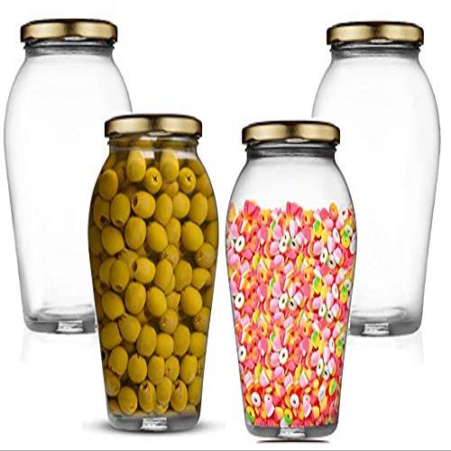 Ash & Roh Big pot glass jar Kitchen Storage Glass Jars & Containers With Airtight Metal Lid - (1000 ML /1 LTR /1 KG) - SET OF (4)