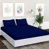 VOMZER 144 Tc 100% Soft Microfiber Solid & Plain Bedsheet for Double Bed with 2 Pillow Covers, Size 95 inch x 90 inch- (Double, Navy Blue) view 1