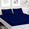VOMZER 144 Tc 100% Soft Microfiber Solid & Plain Bedsheet for Double Bed with 2 Pillow Covers, Size 95 inch x 90 inch- (Double, Navy Blue) view 2