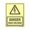 buysafetyposters.com - Danger High Voltage Glow Sign - Glow In Dark Eco Vinyl Sticker - (375 mm X 250 mm) view 1
