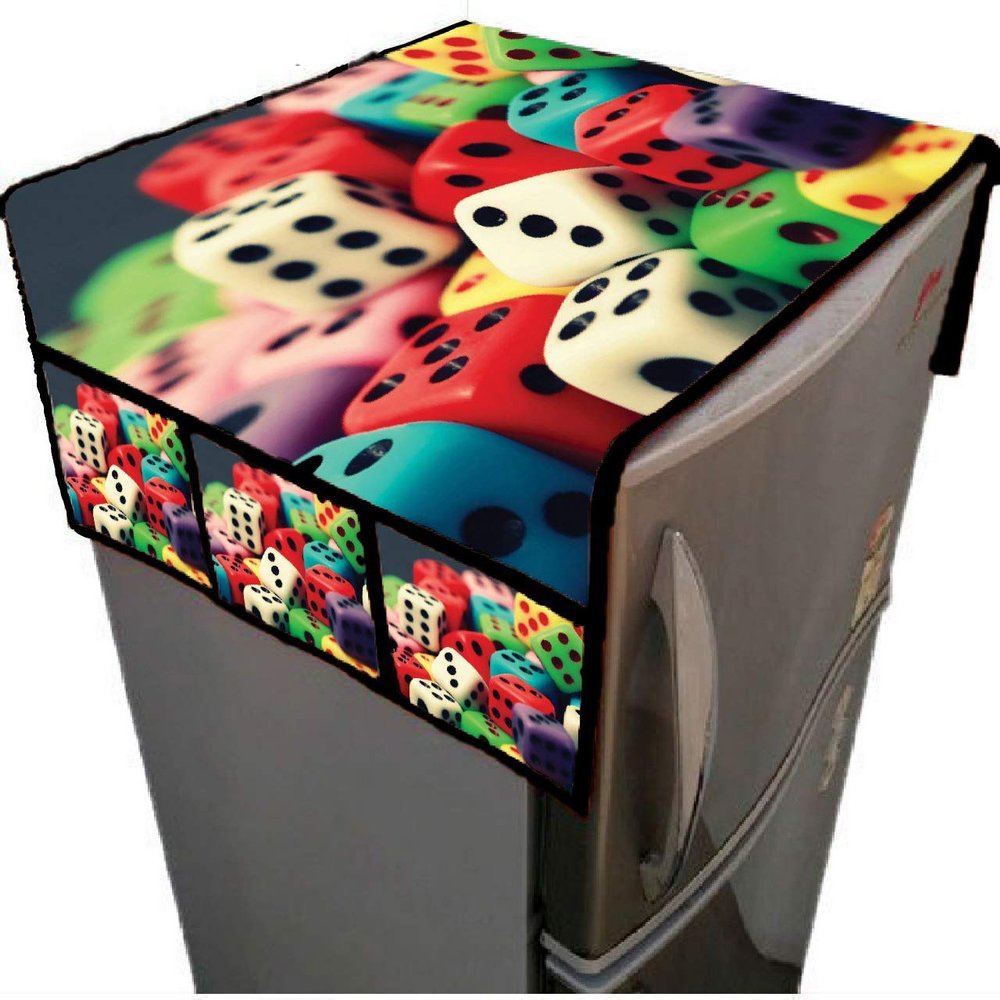 AAZEEM Digital Printed Jute Fridge Top with Non Woven Back 22" X 32"