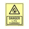 buysafetyposters.com - Danger LPG Flammable Glow Sign - Glow In Dark Eco Vinyl Sticker - (375 mm X 250 mm) view 1