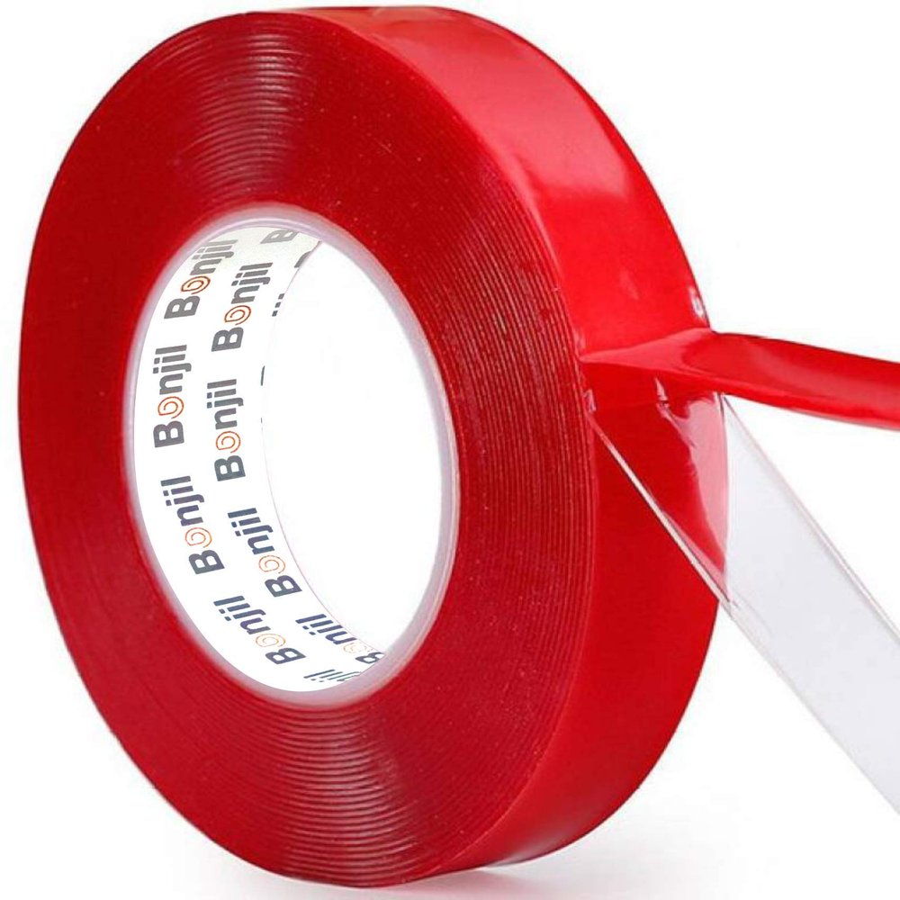 Bonjil Double Sided Heat Resistant Acrylic Adhesive Red Polyester Tape 6mmX33mtr (set of 3)