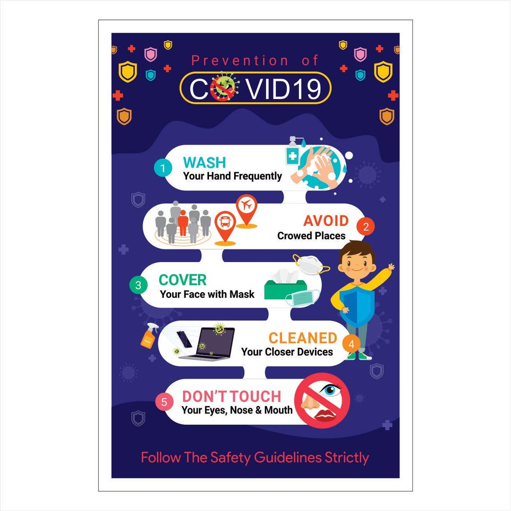 DG KRAFT Covid-19 Safety Sign Sticker - 100% Waterproof (COVD-VS-30) (16"x24" (400mm X 600mm) - 1 Sticker)