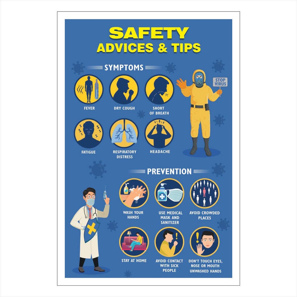 DG KRAFT Covid-19 Safety Sign Sticker - 100% Waterproof (COVD-VS-33) (16"x24" (400mm X 600mm) - 1 Sticker)