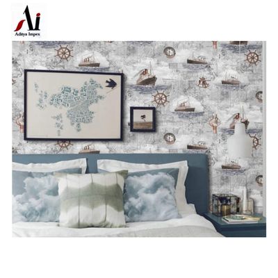 SPAK- KAL Wallpaper Printed Self Adhesive Wall Clock Pirate Ship Water Proof WallpaperVinyl Stickers Wooden Door Wardrobe Desktop PVC Wall Papers (36 X 48 Inches)