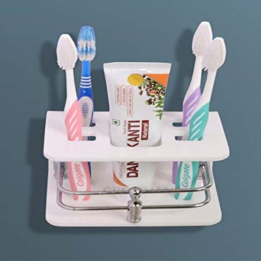 Crotomak Acrylic Toothbrush Holder with Wall Mount for Bathroom/Home/Hotels (Milky White)