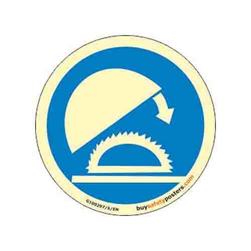 buysafetyposters.com - Keep Guard In Position Glow Sign - Glow In Dark Eco Vinyl Sticker - 300 mm DIA